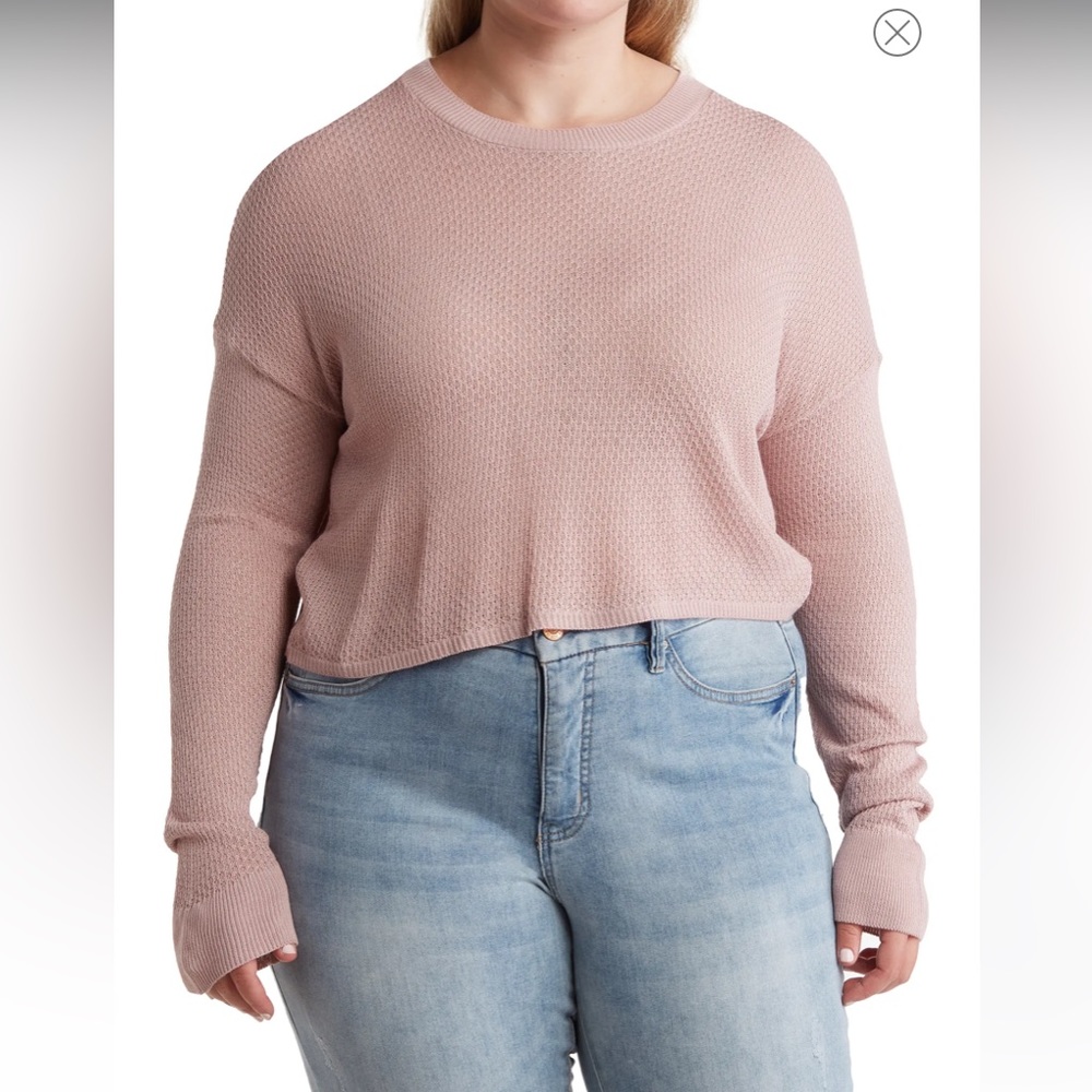 Abound - Nordstrom- Textured Crew Neck Cropped Sweater mauve pink